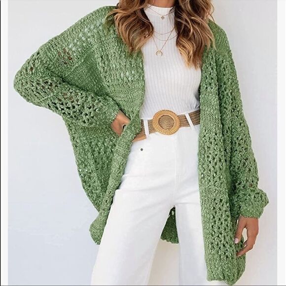 NEW Batwing Sleeves Hollow Out Cardigan Sweater - Picture 6 of 16